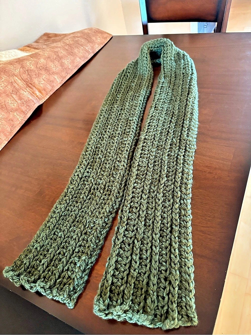 Crochet Soft Scarf in Green New Handmade